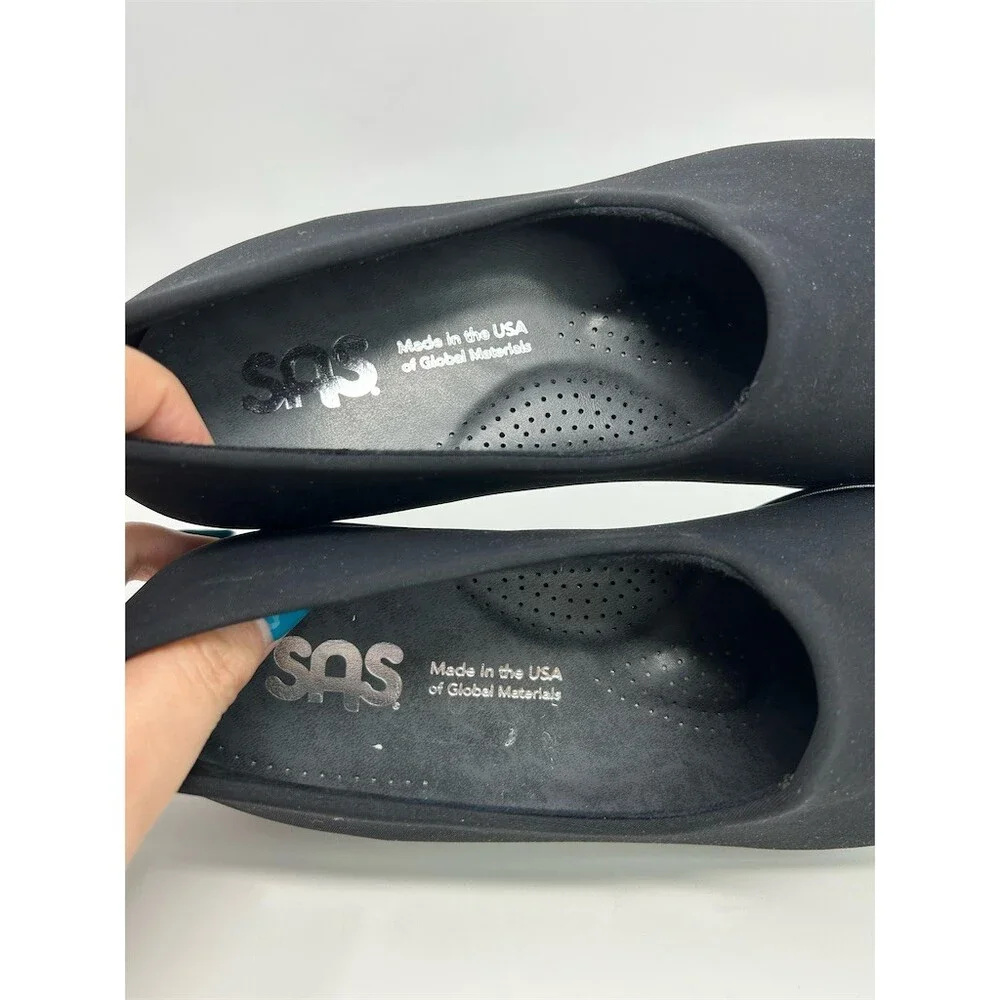 SAS Bliss Womens Slip-On Loafers Black Comfort Wedge Tripad Support Size 6.5W